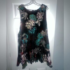 NWT Free People BOHO Velour Floral Low Back Dress sz Large